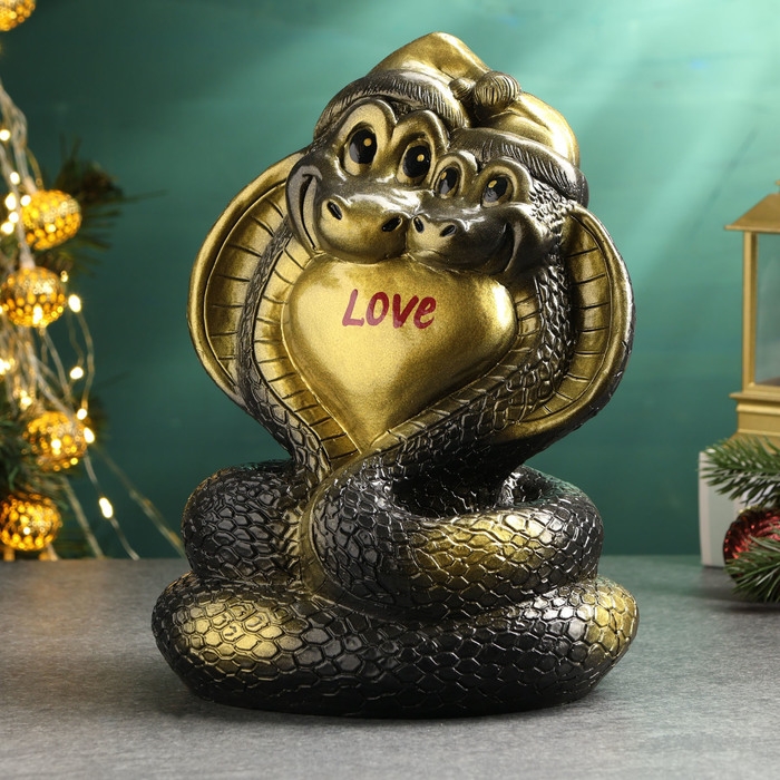 Копилка Копилка "Змеи с сердцем" черная-золото, 24см