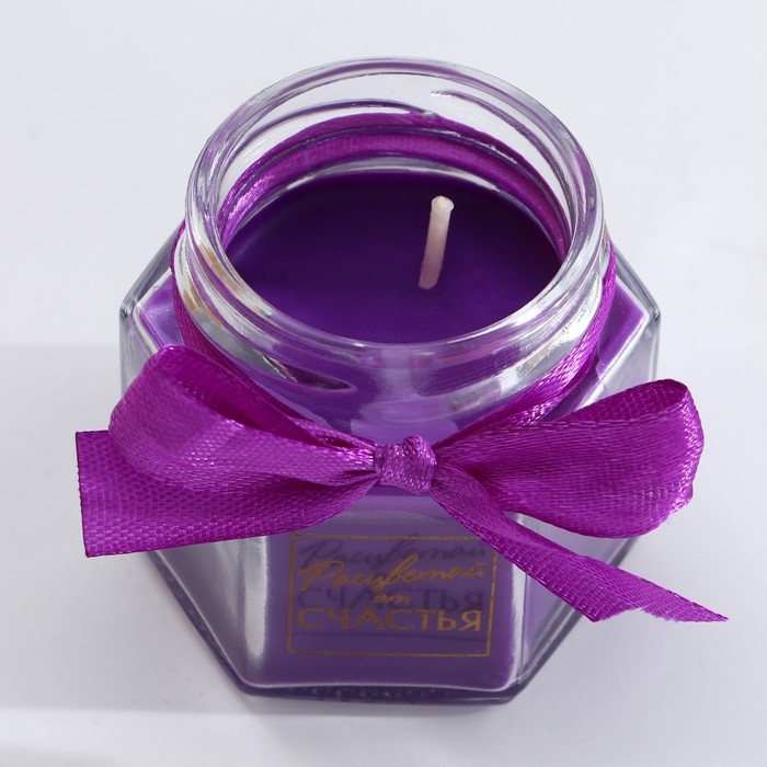 Свеча в банке  Свеча в банке "Расцветай от счастья", аромат ежевика, 6.5 х 5.5 х 5.5 см