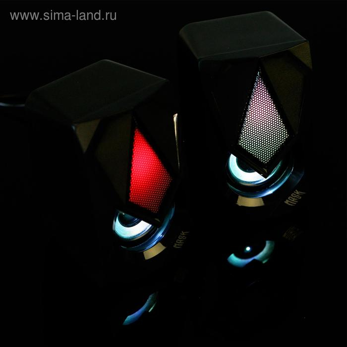 Компьютерные колонки 2.0 Qumo Mask AS004, 2х5 Вт, USB, RGB подсветка, чёрные Компьютерные колонки 2.0 Qumo Mask AS004, 2х5 Вт, USB, RGB подсветка, чёрные