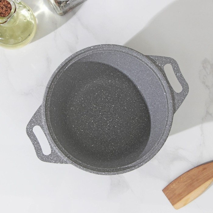 Кастрюля, 1 л, d=18 см, h=9 см, антипригарное покрытие, цвет светлый мрамор Кастрюля, 1 л, d=18 см, h=9 см, антипригарное покрытие, цвет светлый мрамор