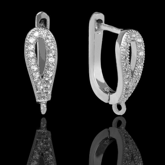 Швензы с английской застежкой с цирконом «Капля», цвет белый в серебре (1 пара) Швензы с английской застежкой с цирконом «Капля», цвет белый в серебре (1 пара)