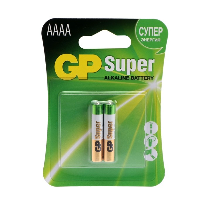Батарейка алкалиновая GP Super, AAAA, LR8D425(LR61)-2BL, 1.5В, блистер, 2 шт. Батарейка алкалиновая GP Super, AAAA, LR8D425(LR61)-2BL, 1.5В, блистер, 2 шт.