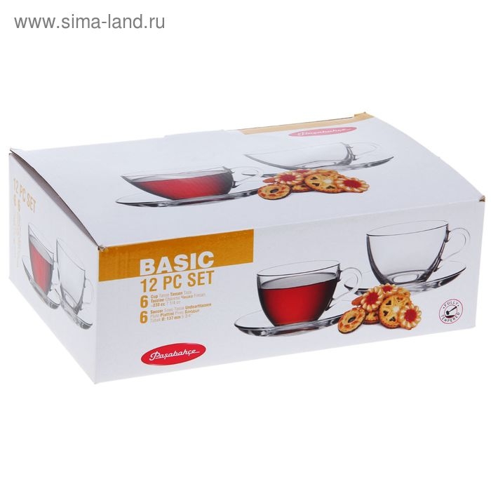 Набор чайный стеклянный Basic, 12 предметов: 6 чашек 215 мл, 6 блюдец d=13,7 см Набор чайный стеклянный Basic, 12 предметов: 6 чашек 215 мл, 6 блюдец d=13,7 см