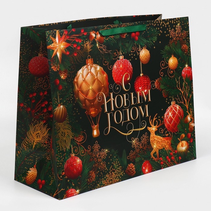 Пакет подарочный новогодний ламинированный «Игрушки», XL 49 х 40 х 19 см, Новый год Пакет подарочный новогодний ламинированный «Игрушки», XL 49 х 40 х 19 см, Новый год