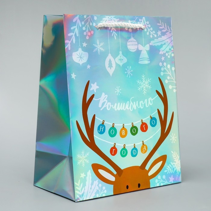 Пакет голографический «Волшебного», MS 18 х 23 х 10 см, Новый год Пакет голографический «Волшебного», MS 18 х 23 х 10 см, Новый год