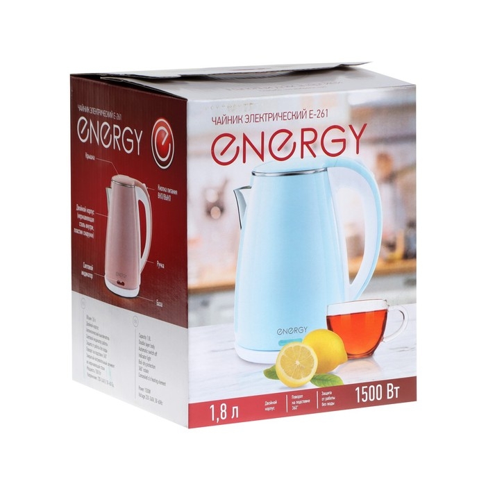 Чайник электрический ENERGY E-261, пластик колба металл, 1.8 л, 1500 Вт, розовый Чайник электрический ENERGY E-261, пластик колба металл, 1.8 л, 1500 Вт, розовый
