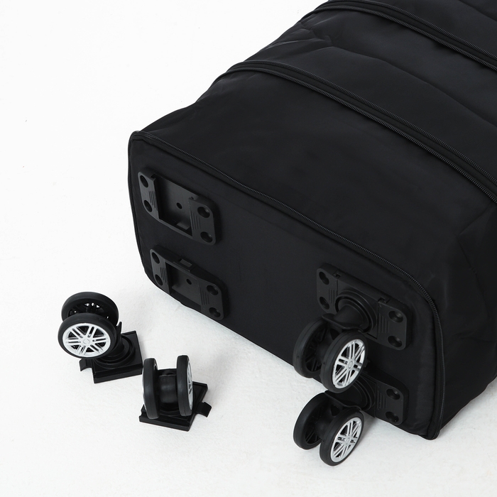 Сумка дорожная 20 Сумка дорожная 20" на съемных колёсах, отдел на молнии, с увеличением, 3 наружных кармана, держатель для чемодана, цвет чёрный