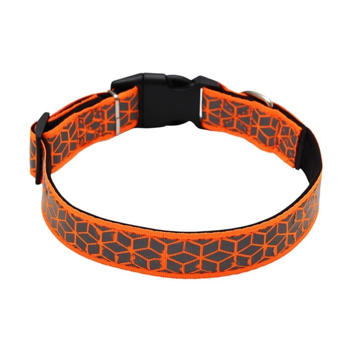 Ошейник со светоотражающим орнаментом, 55 х 2,5 см, оранжевый Ошейник со светоотражающим орнаментом, 55 х 2,5 см, оранжевый