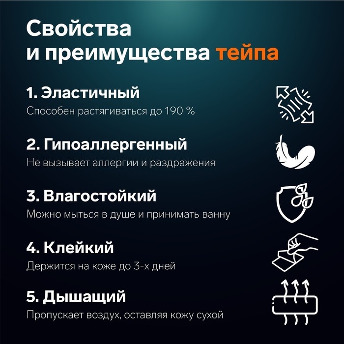 Кинезио - тейп, 7,5 см × 5 м, цвет синий Кинезио - тейп, 7,5 см × 5 м, цвет синий