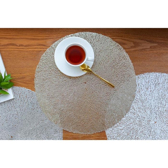 Набор салфеток сервировочных на стол Доляна «Соломка», d=38 см, 4 шт, цвет золото Набор салфеток сервировочных на стол Доляна «Соломка», d=38 см, 4 шт, цвет золото