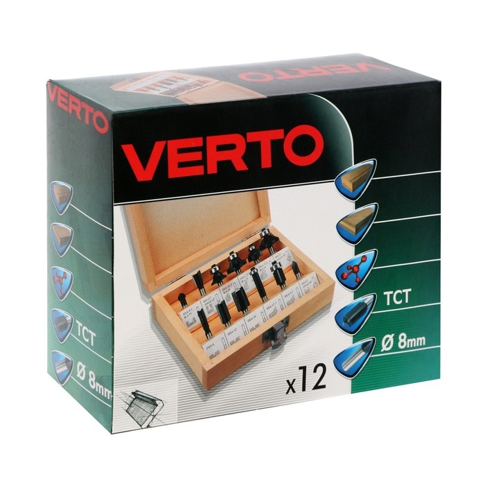 Сверла-фрезы VERTO 60H010, по дереву, набор 12 шт., хвостовик 8 мм + ПОДАРОК Сверла-фрезы VERTO 60H010, по дереву, набор 12 шт., хвостовик 8 мм + ПОДАРОК