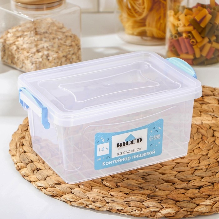 Контейнер пищевой RICCO, 1,5 л, 21×14×10 см, прямоугольный, прозрачный