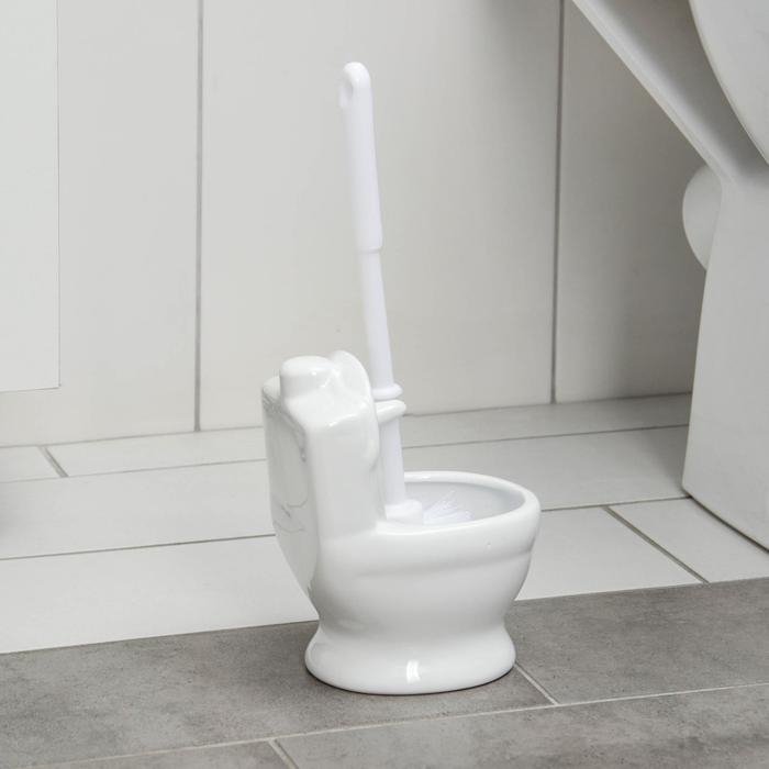 Ёрш для унитаза с подставкой «Классик», 10×14×32 см, цвет белый Ёрш для унитаза с подставкой «Классик», 10×14×32 см, цвет белый