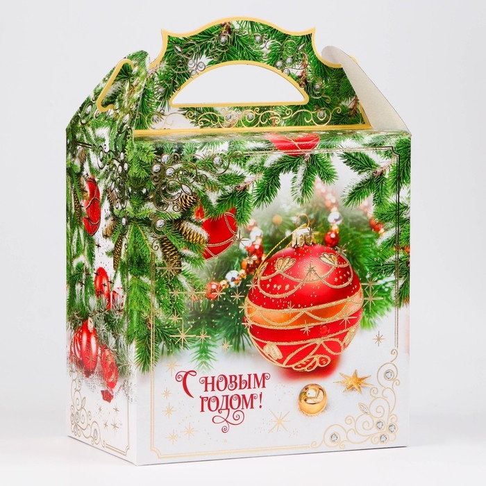 Новый год. Коробка подарочная новогодняя Ларец Новый год. Коробка подарочная новогодняя Ларец "Елочные игрушки" 18,2 х 11,5 х 26 см.