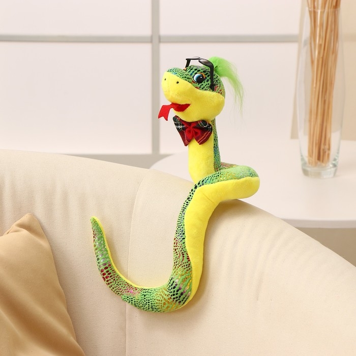 Мягкая игрушка «Змея», в темных очках, 15 см, цвет зелёный Мягкая игрушка «Змея», в темных очках, 15 см, цвет зелёный