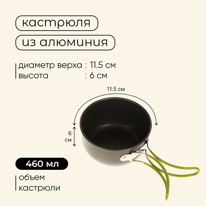 Набор туристической посуды Maclay: 2 кастрюли, приборы, горелка, штопор, тряпка, карабин