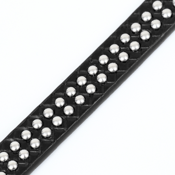 Ошейник рифленый с 2 рядами клепок, 33 х 1,2 см, ОШ 23-29, черный Ошейник рифленый с 2 рядами клепок, 33 х 1,2 см, ОШ 23-29, черный