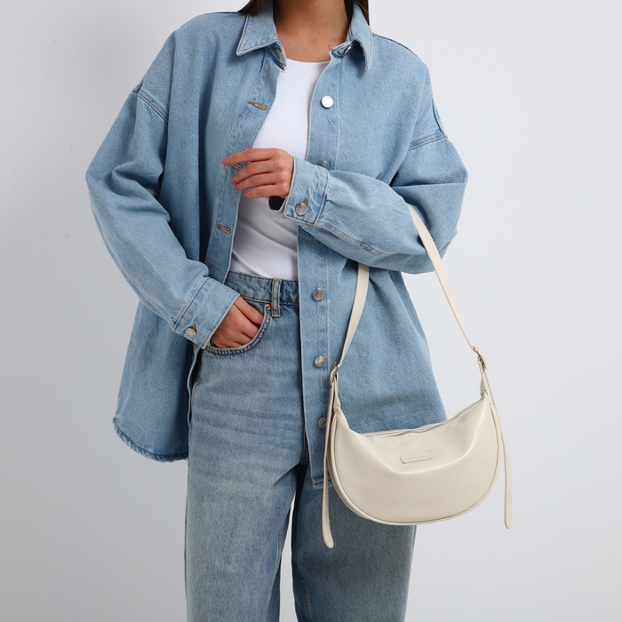 Сумка женская, багет, на молнии, цвет молочный Сумка женская, багет, на молнии, цвет молочный