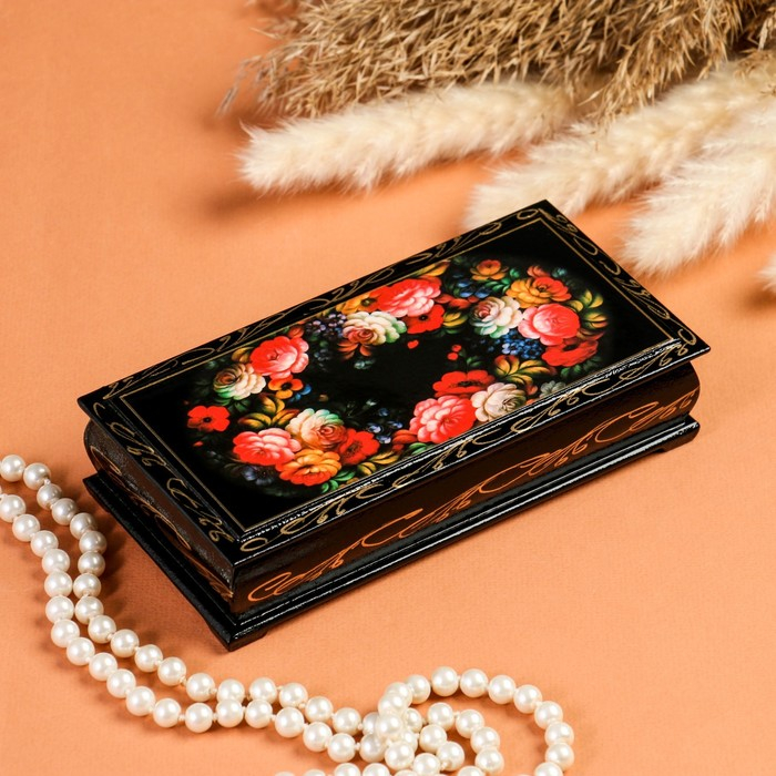 Шкатулка - купюрница «Жостовская роспись», 8,5×17 см, лаковая миниатюра Шкатулка - купюрница «Жостовская роспись», 8,5×17 см, лаковая миниатюра