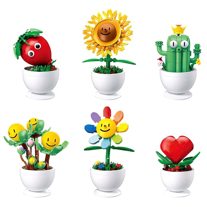 Конструктор «Цветы в горшочке», 6 видов, МИКС Конструктор «Цветы в горшочке», 6 видов, МИКС