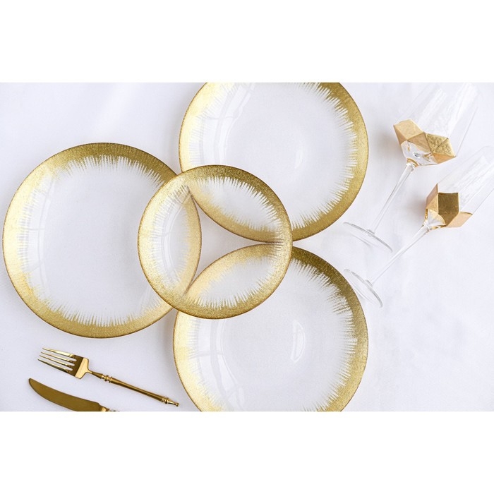 Тарелка стеклянная &laquo;Бурлеск&raquo;, d=21 см, цвет золотой