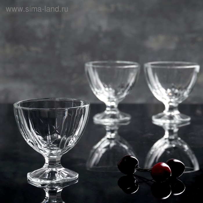 Набор стеклянных креманок для мороженого «Мальдивы», 300 мл, 3 шт