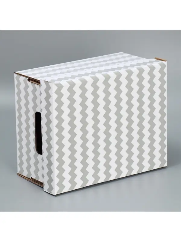 Коробка подарочная складная белая, упаковка, &laquo;Зигзаги&raquo;, 32 х 25 х 16 см