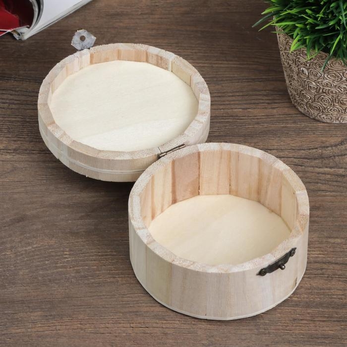 Шкатулка для росписи дерево круглая "Бочка" 5,3х10,2х10,2 см