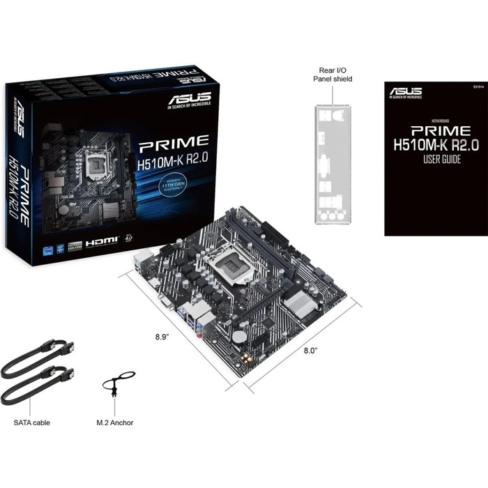Материнская плата Asus Prime H510M-K R2.0, LGA 1200, H510, 2xDDR4, VGA, HDMI, mATX Материнская плата Asus Prime H510M-K R2.0, LGA 1200, H510, 2xDDR4, VGA, HDMI, mATX