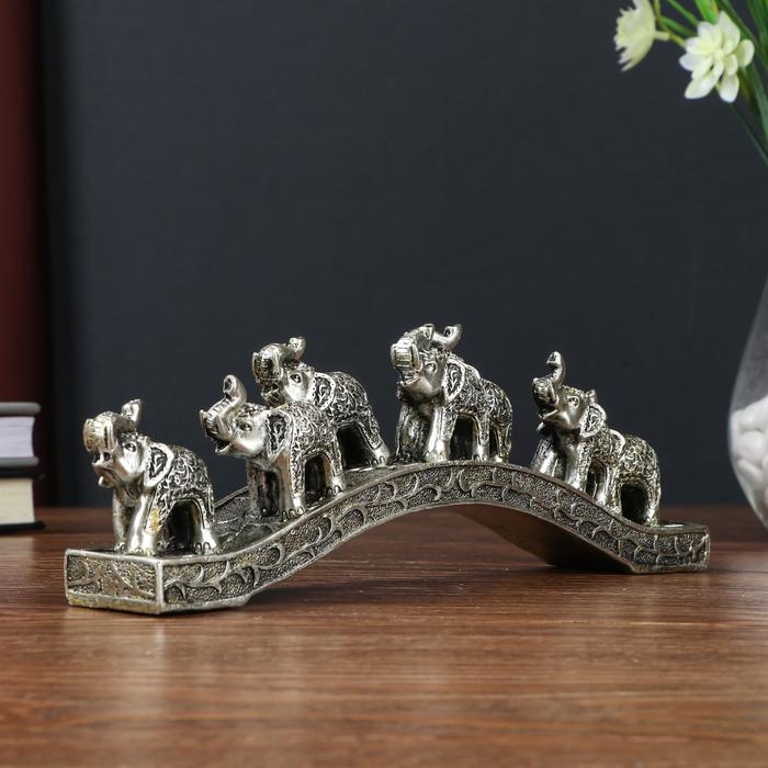 Сувенир полистоун Сувенир полистоун "Семь слонов на мосту" ветвь 8,5х4х26 см