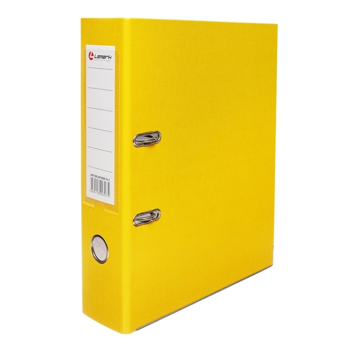 Папка-регистратор А4, 75 мм, Calligrata, ПВХ, тиснение Папка-регистратор А4, 75 мм, Calligrata, ПВХ, тиснение "лен", металлическая окантовка, карман на корешок, собранная, желтая, микс