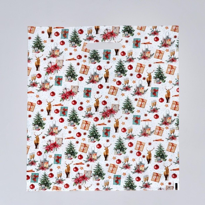 Пакет Пакет "Рождественский вечер", полиэтилен. с вырубн. ручкой, 38х47 см, 60 мкм набор 5 штук