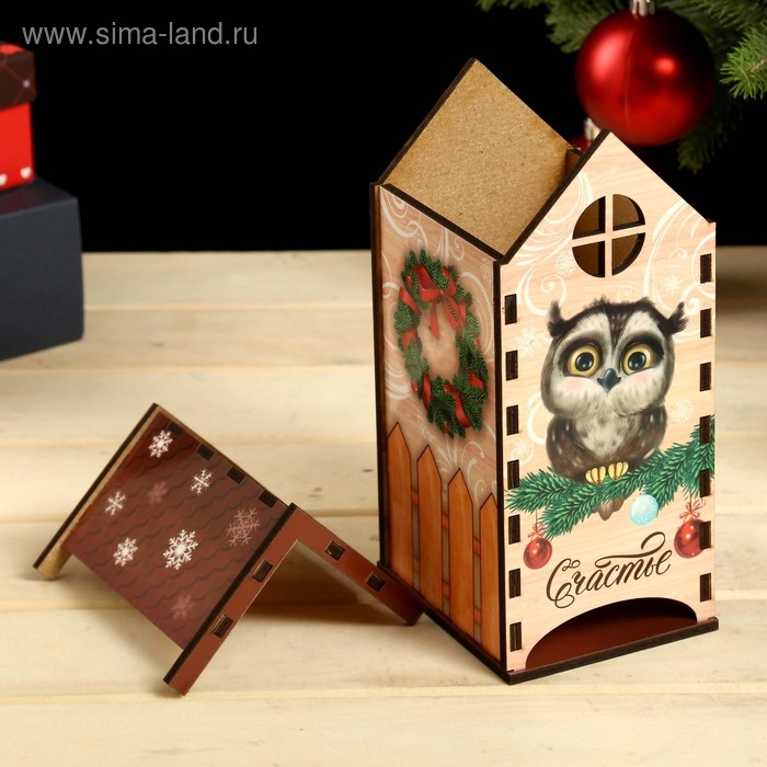 Новогодний чайный домик  Новогодний чайный домик "Сова. Счастье" 20х10,5х9.5 см