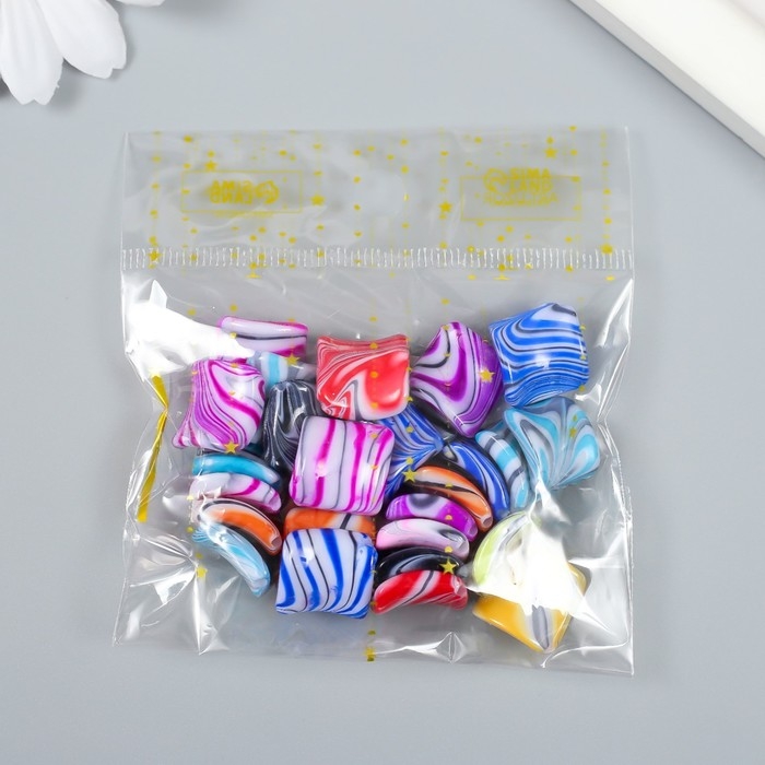 Бусины для творчества пластик Бусины для творчества пластик "Квадрат красочные разводы" набор 20 гр 0,5х2,1х1,9 см