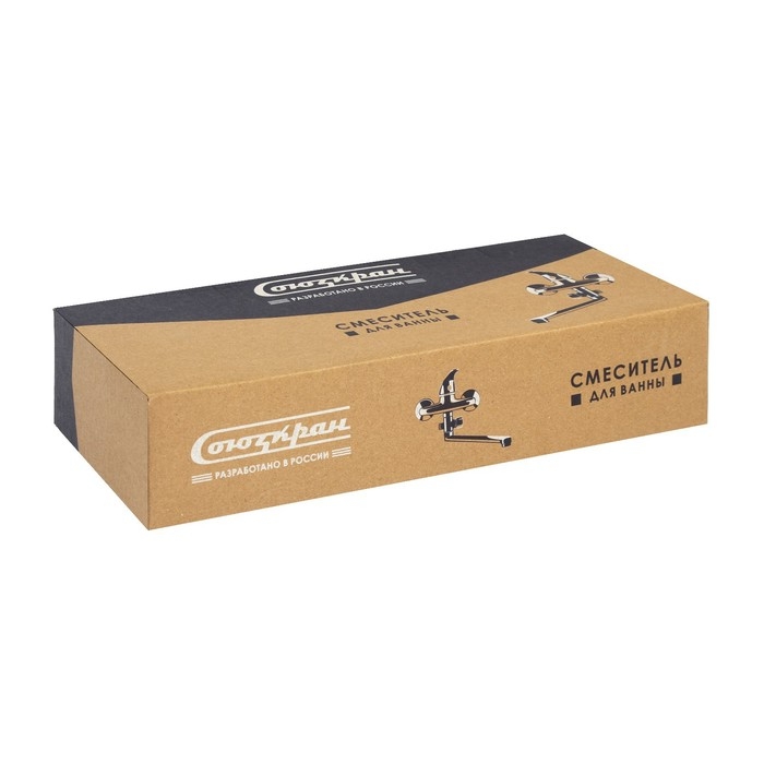 Смеситель для ванны  Смеситель для ванны "СоюзКран" 566-169, однорычажный, душевой набор, излив 300мм, цинк, хром