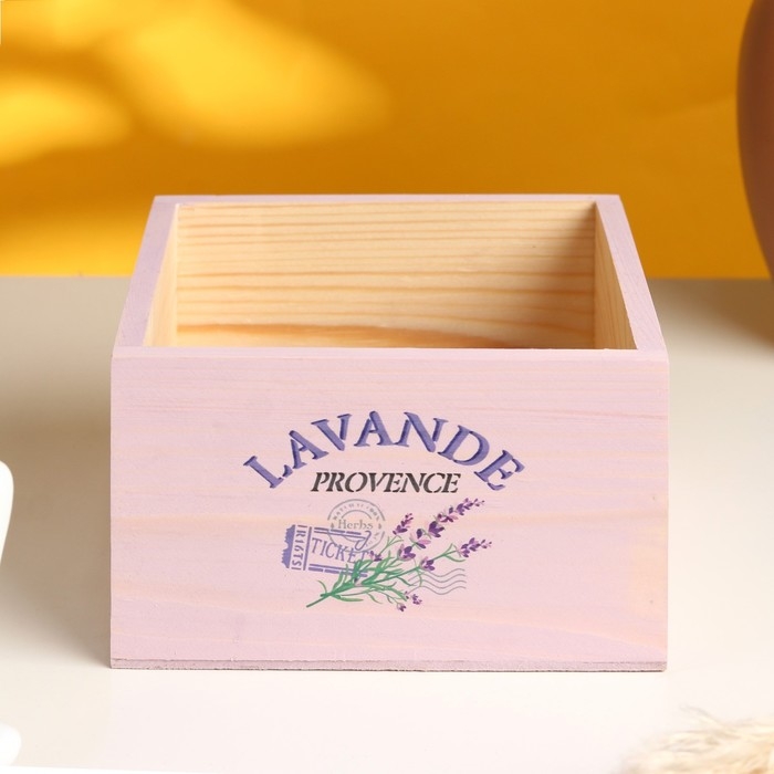 Кашпо деревянное "Лаванда" 15х15х9,5 см сиреневый