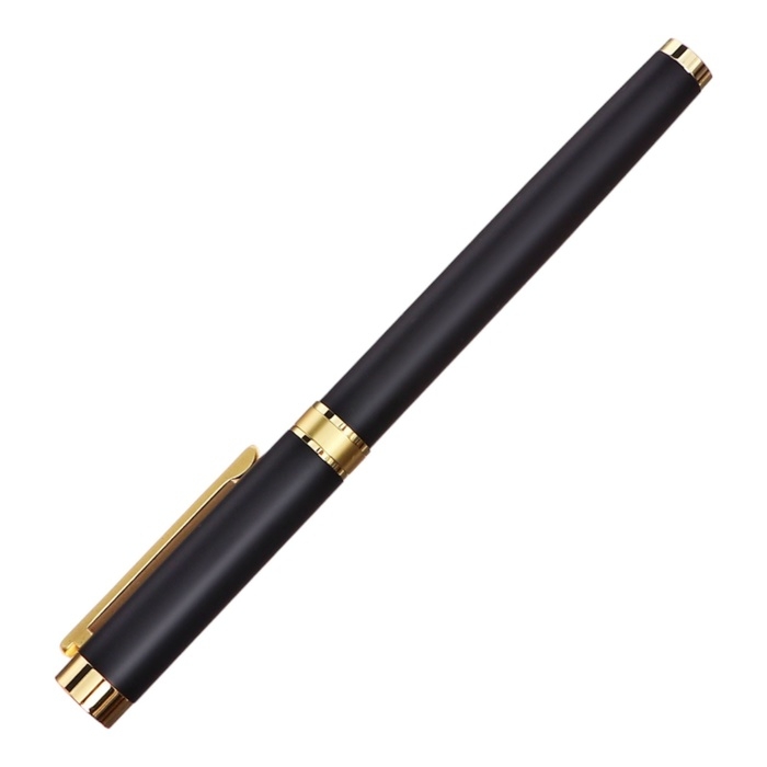 Ручка подарочная роллер в кожзам футляре Офис корпус черный/золото Ручка подарочная роллер в кожзам футляре Офис корпус черный/золото