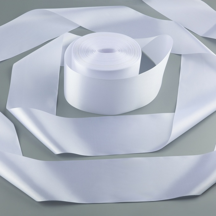 Лента атласная, 100 мм × 100 ± 5 м, цвет белый Лента атласная, 100 мм × 100 ± 5 м, цвет белый