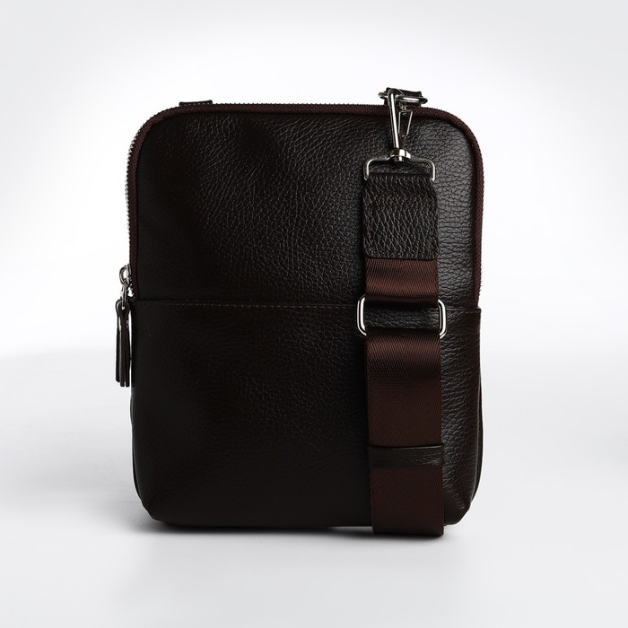 Сумка мужская TEXTURA, через плечо, натуральная кожа, цвет тёмно-коричневый Сумка мужская TEXTURA, через плечо, натуральная кожа, цвет тёмно-коричневый