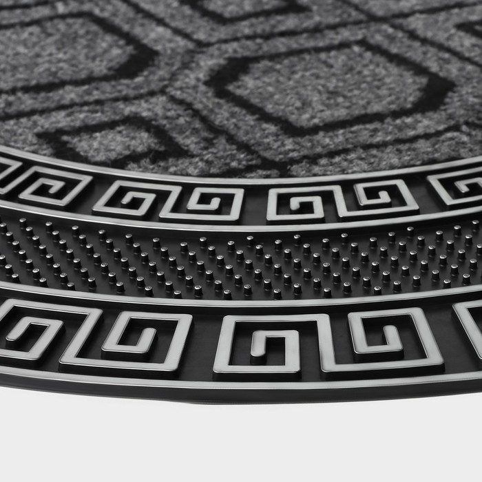 Коврик придверный полукруглый Доляна «Меандр», 45×75 см, цвет серебряный Коврик придверный полукруглый Доляна «Меандр», 45×75 см, цвет серебряный