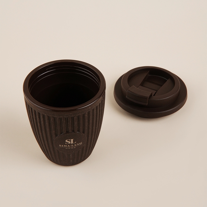 Стакан для кофе с крышкой SL Home, 250 мл, 9,5×9,5×12,5 см, цвет коричневый Стакан для кофе с крышкой SL Home, 250 мл, 9,5×9,5×12,5 см, цвет коричневый