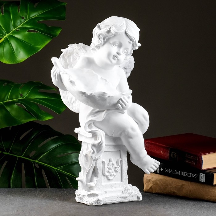 Фигура  Фигура "Ангелочек с чашей" белый, 13х15х43см