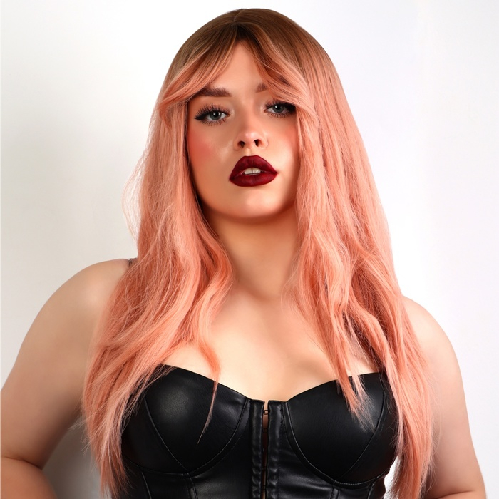 Парик искусственный, с чёлкой, имитация кожи, 60 см, цвет русый/пепельно-розовый Парик искусственный, с чёлкой, имитация кожи, 60 см, цвет русый/пепельно-розовый