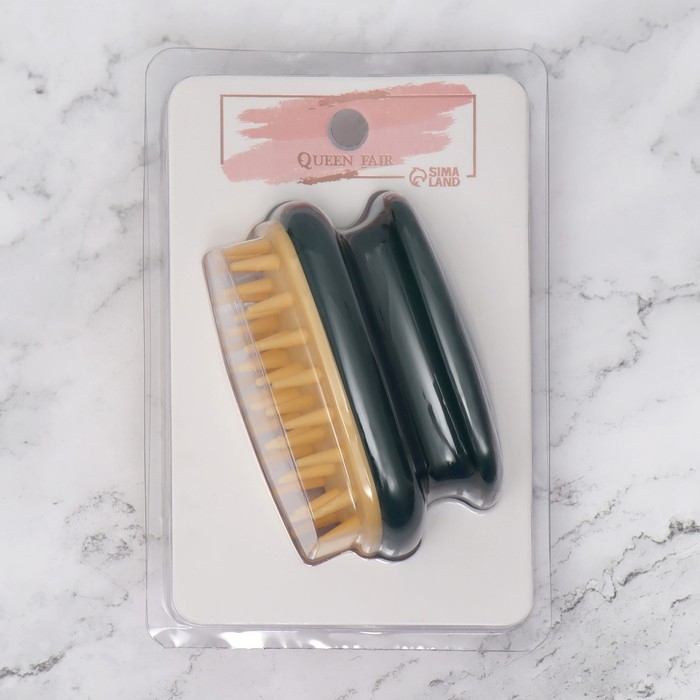 Щётка - массажёр для мытья головы, 10 × 6 × 6,2 см, в блистере, цвет МИКС