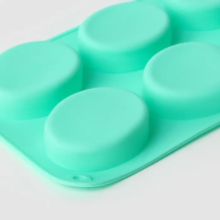 Форма для выпечки Доляна &laquo;Фигуры. Овал&raquo;, силикон, 28&times;16&times;2 см, 6 ячеек, бирюзовая