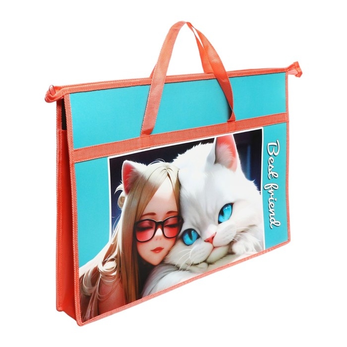 Папка А3 с ручками, пластик, молния сверху, 470 х 335 мм, ПМ-А3-26 Папка А3 с ручками, пластик, молния сверху, 470 х 335 мм, ПМ-А3-26 "Нежная дружба"