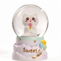 Снежный шар с подсветкой &laquo;Котёнок&raquo;, d=4.5 см, 3хLR41, 4.5&times;4.5&times;6.5 см, МИКС