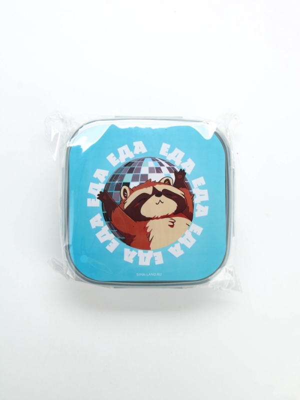 Ланч - бокс с ложкой, «Енот», 17,8 х 17,8 х 7 см