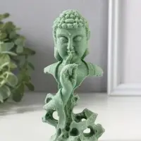 Сувенир полистоун "Будда - молчание золото" зелёный 4,7х6,8х14,5 см