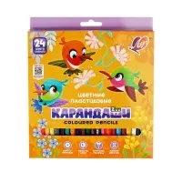 Карандаши цветные 24 ZOO, пластиковые, шестигранные